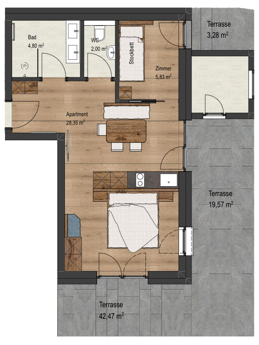 Grundriss Ferienwohnung Resi und Bruno